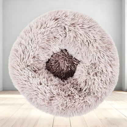 Plush Round Cat Bed with Fluffy Fabric