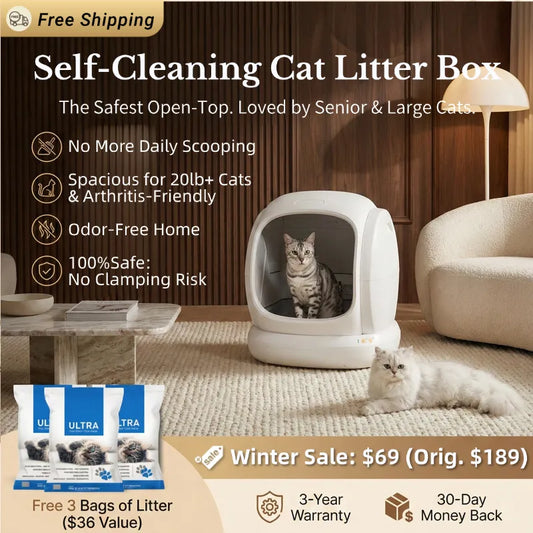 75L Smart Litter Box: Full Health Monitoring + Ultra-Quiet Design, Perfect for Every Cat!