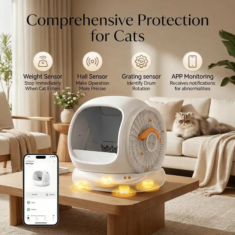75L Smart Litter Box: Full Health Monitoring + Ultra-Quiet Design, Perfect for Every Cat!