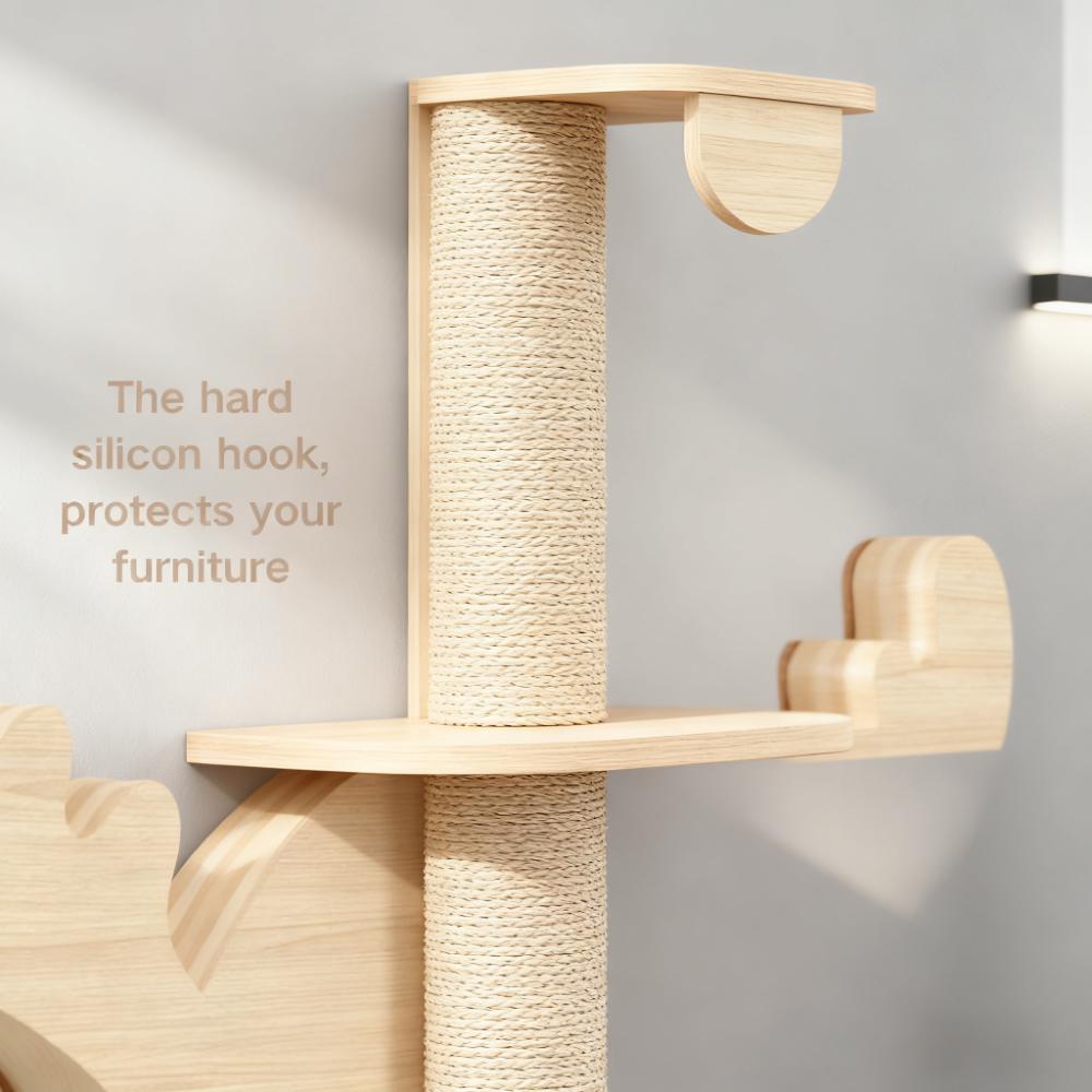 Wall-Mounted Deer-Shaped Cat Tree with Multi-Layers Description: