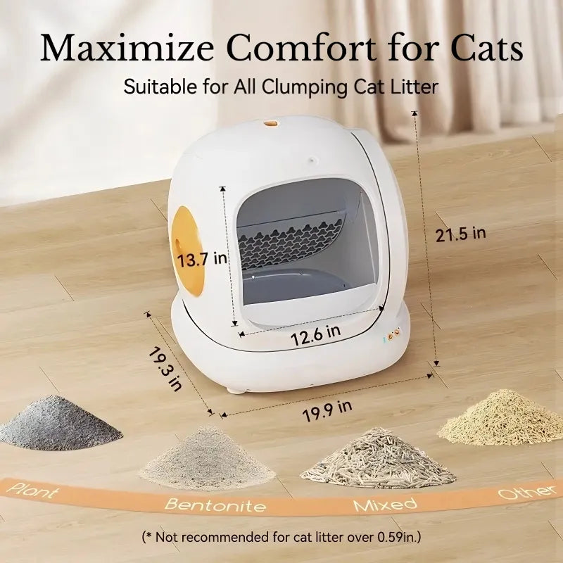 75L Smart Litter Box: Full Health Monitoring + Ultra-Quiet Design, Perfect for Every Cat!