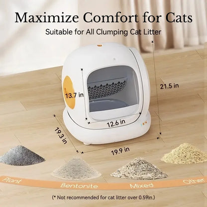 75L Smart Litter Box: Full Health Monitoring + Ultra-Quiet Design, Perfect for Every Cat!