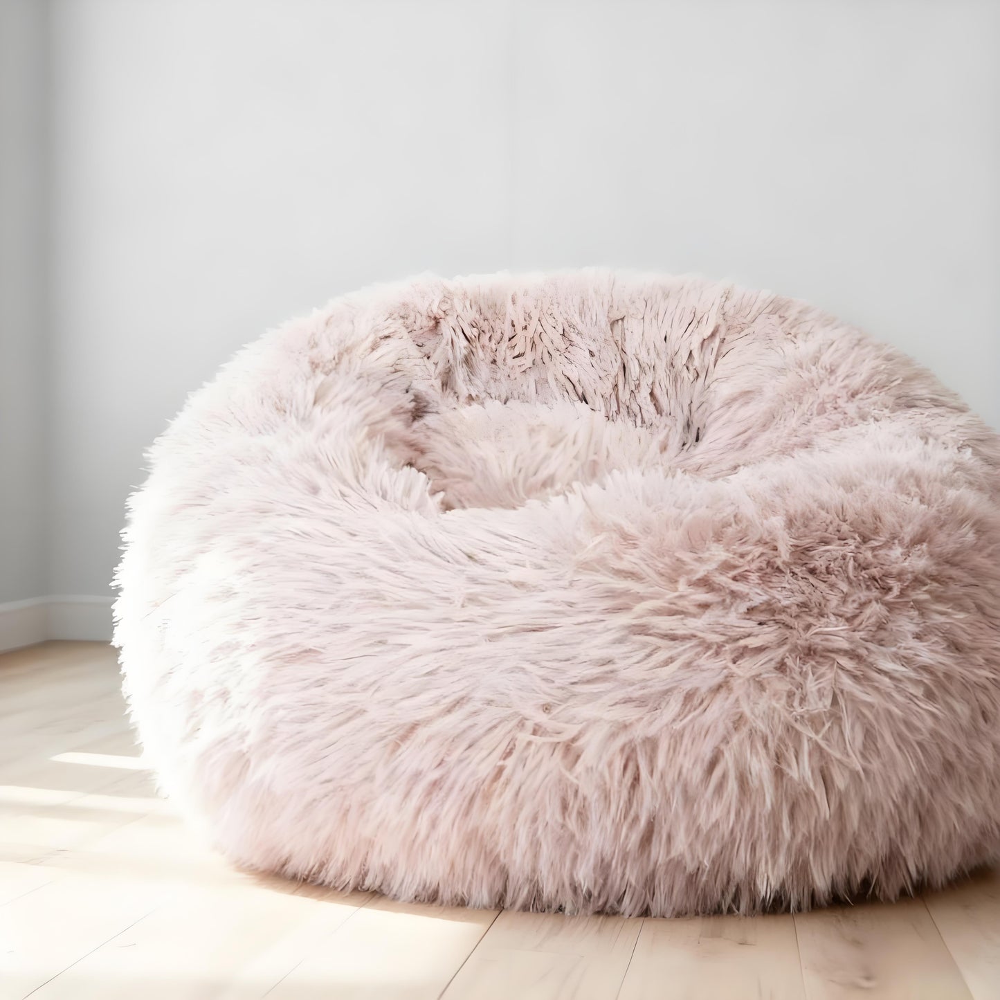 Plush Round Cat Bed with Fluffy Fabric