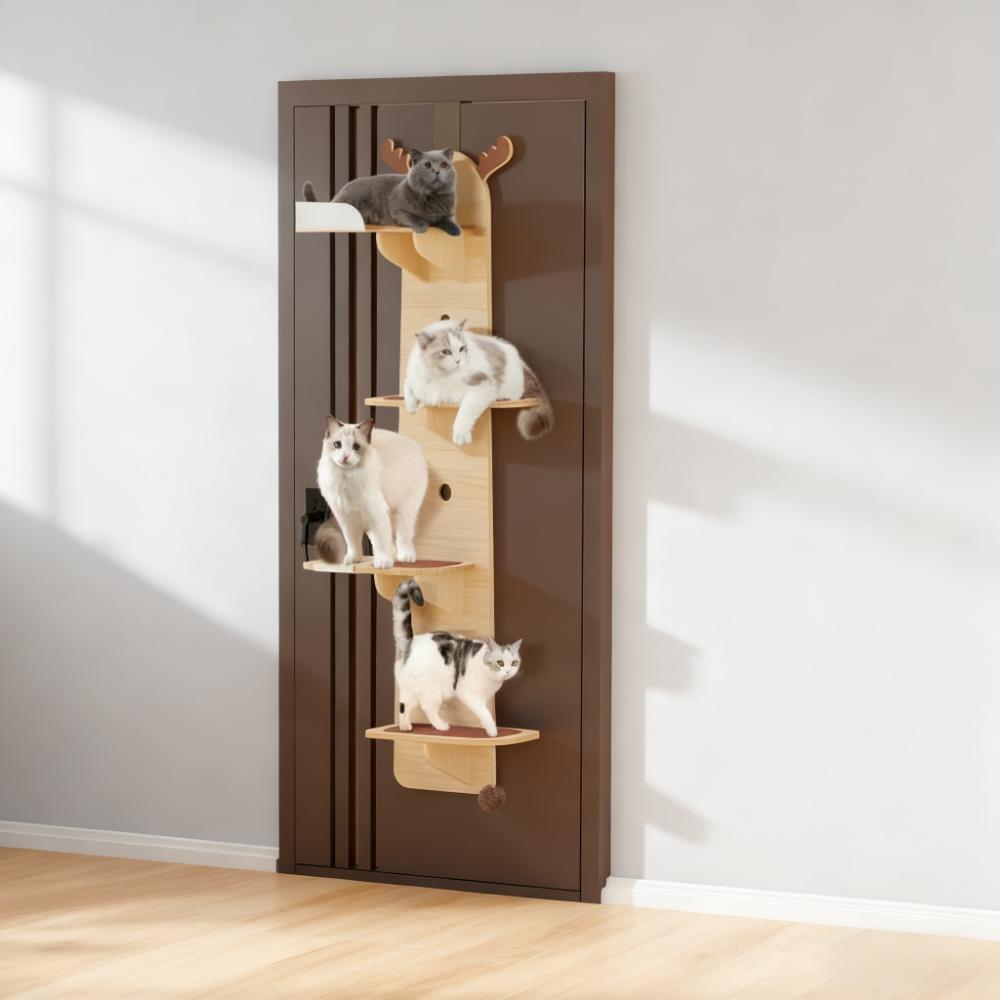 Wall-Mounted Deer-Shaped Cat Tree with Multi-Layers Description: