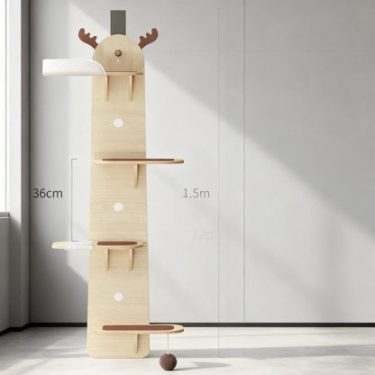 Wall-Mounted Deer-Shaped Cat Tree with Multi-Layers Description: