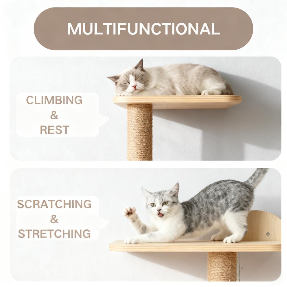 Wall-Mounted Deer-Shaped Cat Tree with Multi-Layers Description: