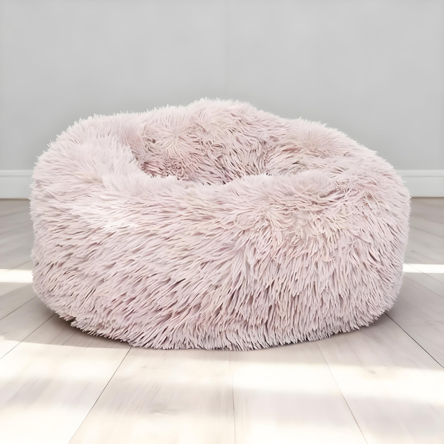 Plush Round Cat Bed with Fluffy Fabric
